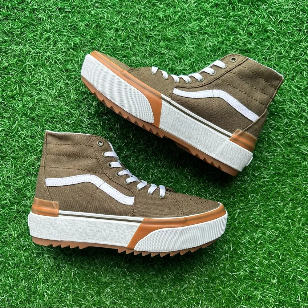 Vans Sk8 Hi Tapered Canvas Dark Olive Platform - Picture 7 of 11